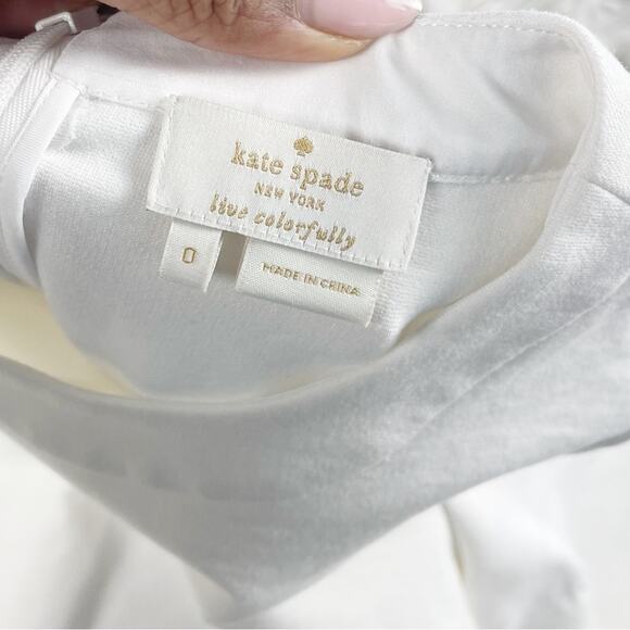 Kate Spade Women's Scalloped Long Sleeve Cropped Sweater in White Size 0 - Picture 4 of 6